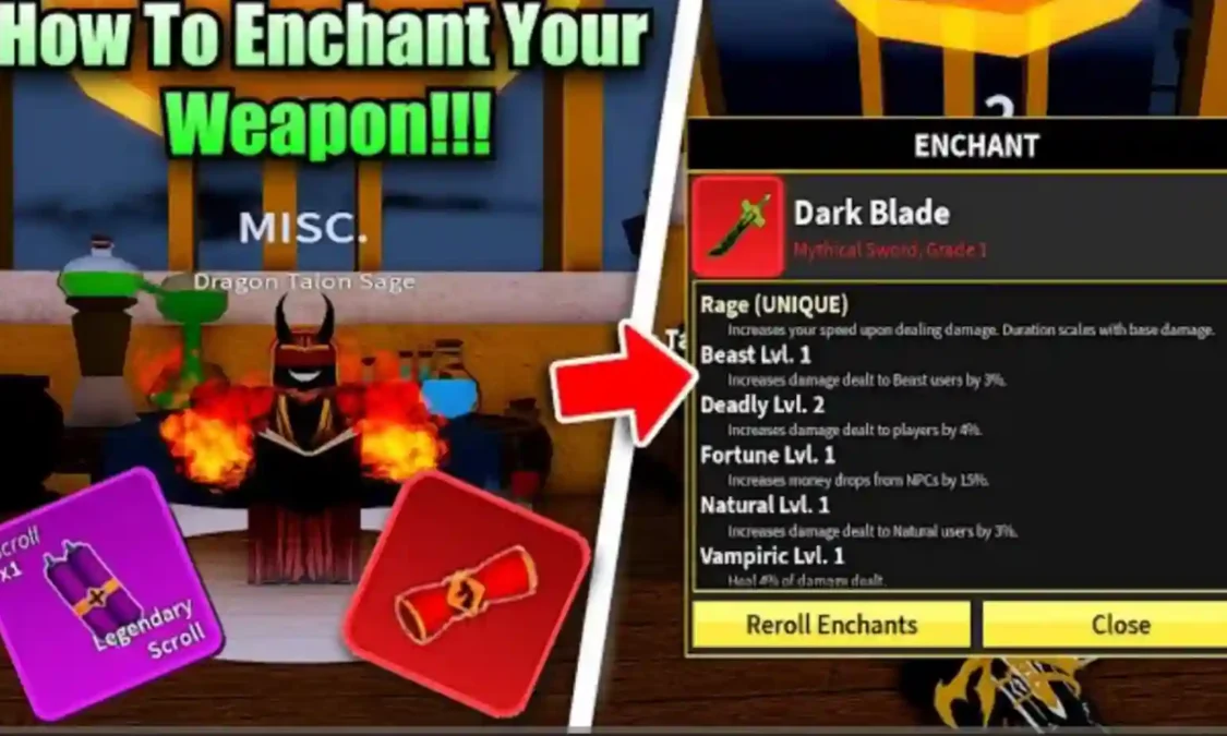 How to Enchant Sword Using Scrolls in Blox Fruits Update 20